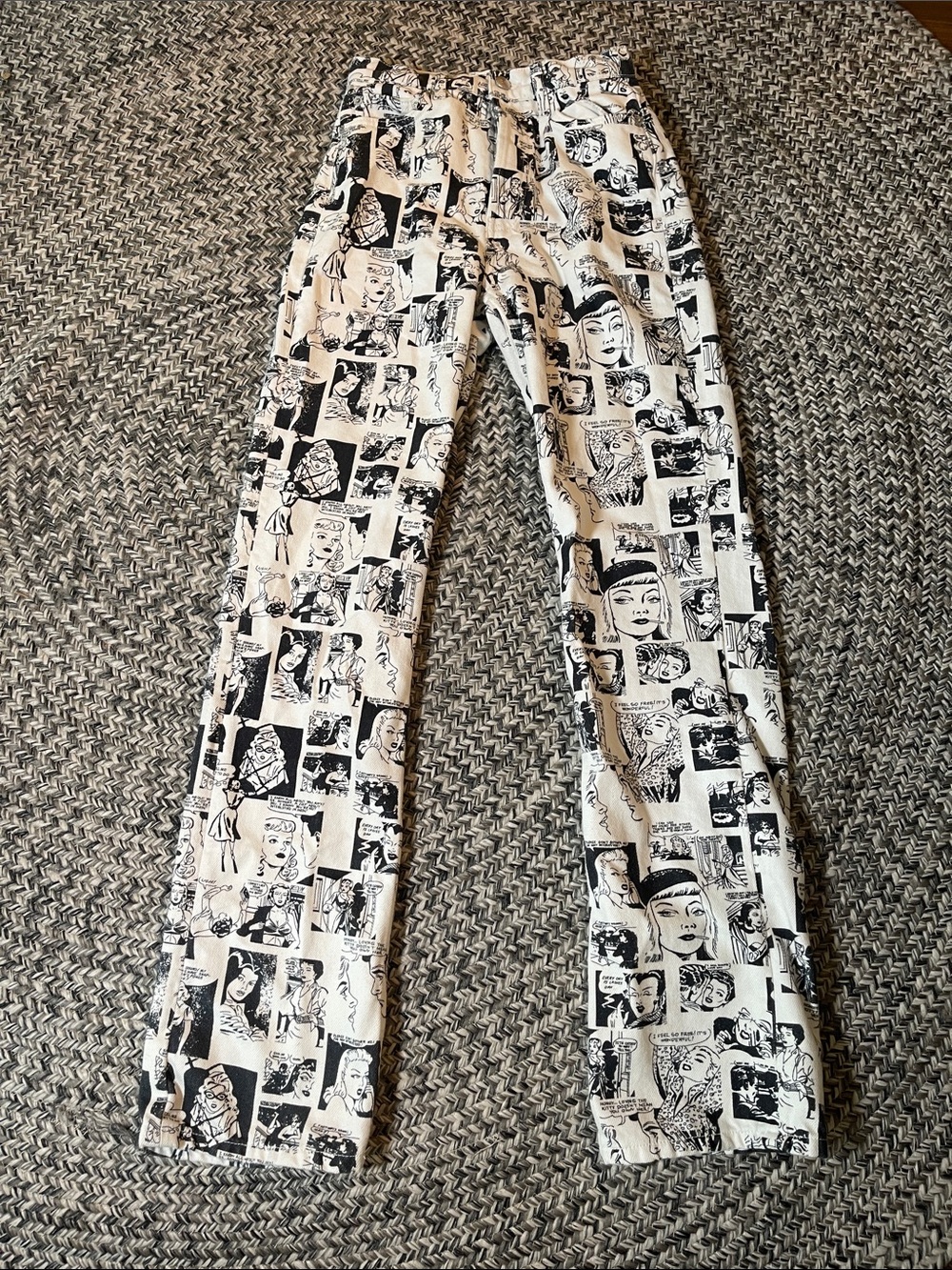 Reformation Black & White Newsprint Jeans